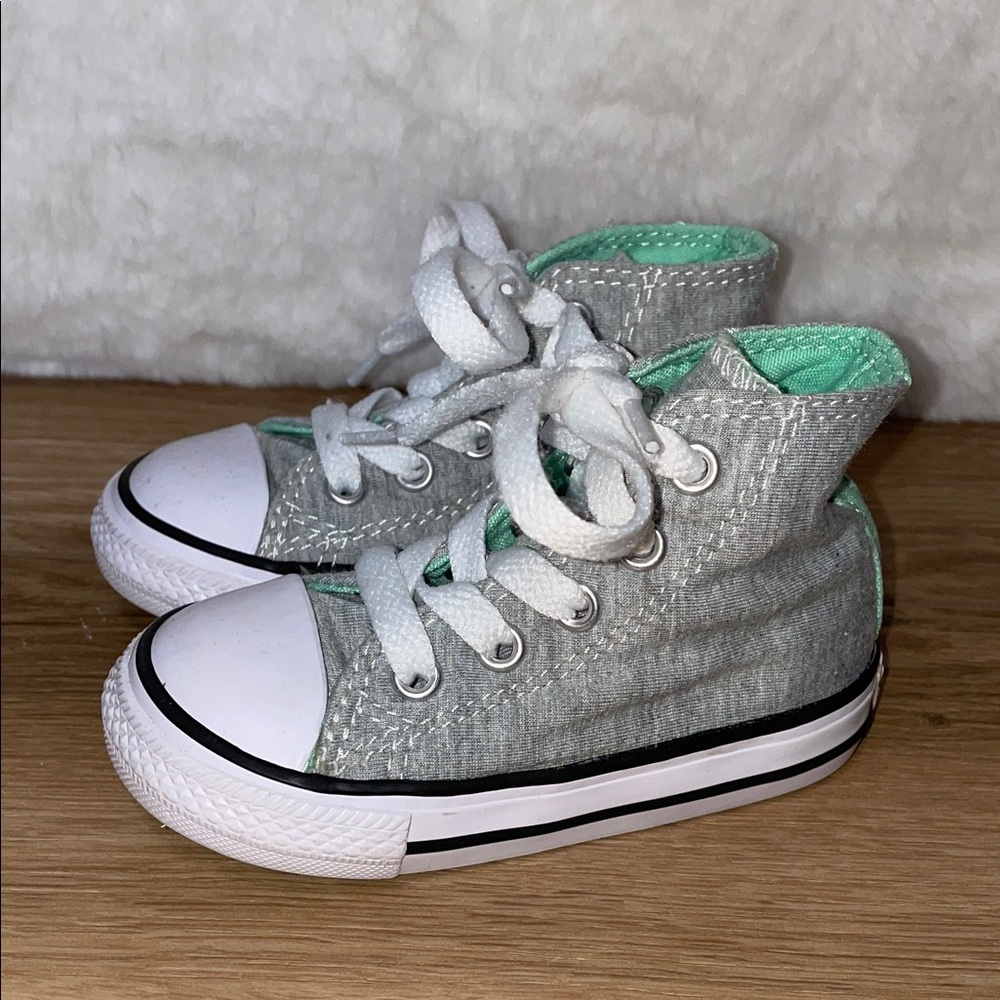 Converse All Star High-Top Sneakers Gray & Mint Green